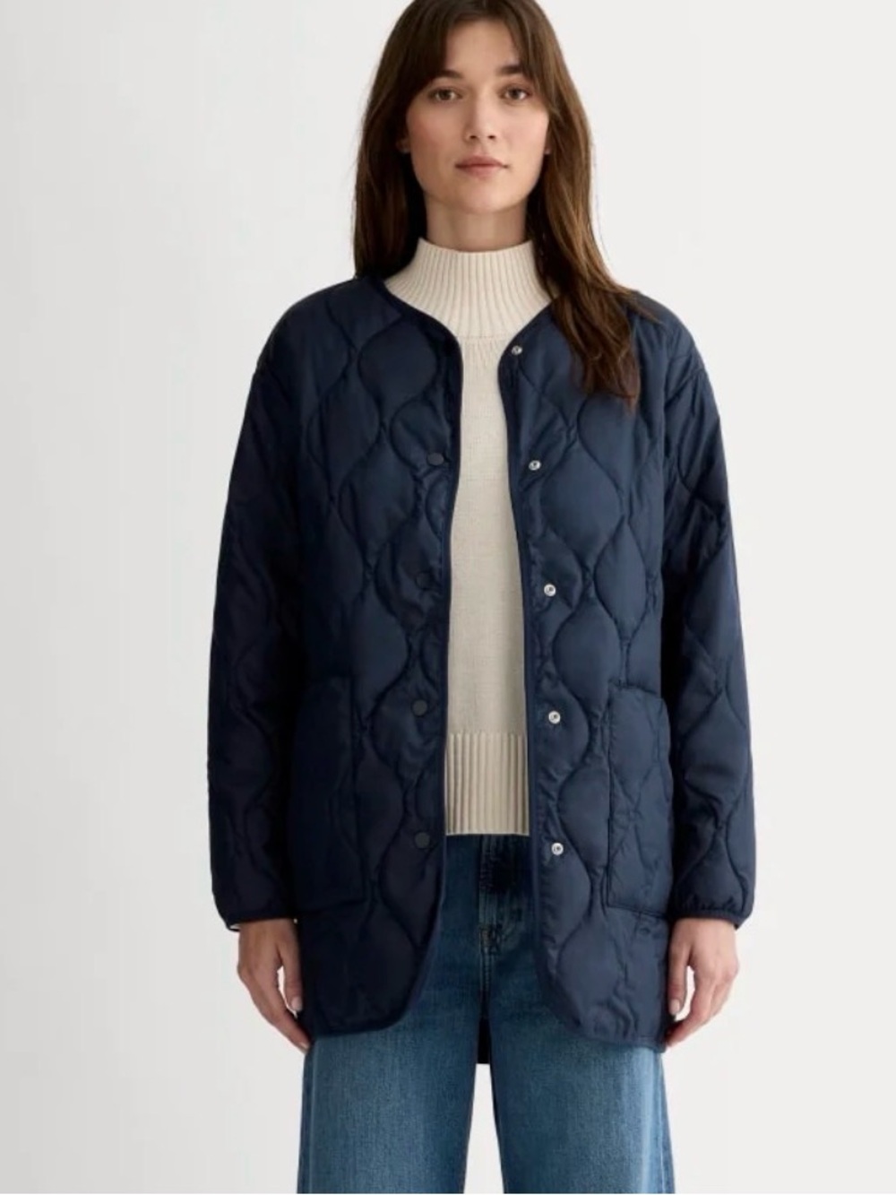 Everlane The Quilted Liner Jacket Navy